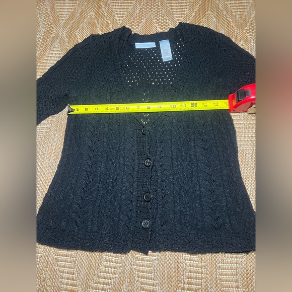 JH Collectibles Vintage Women's Black Crotchet Knit Cardigan, Size L - Picture 6 of 10